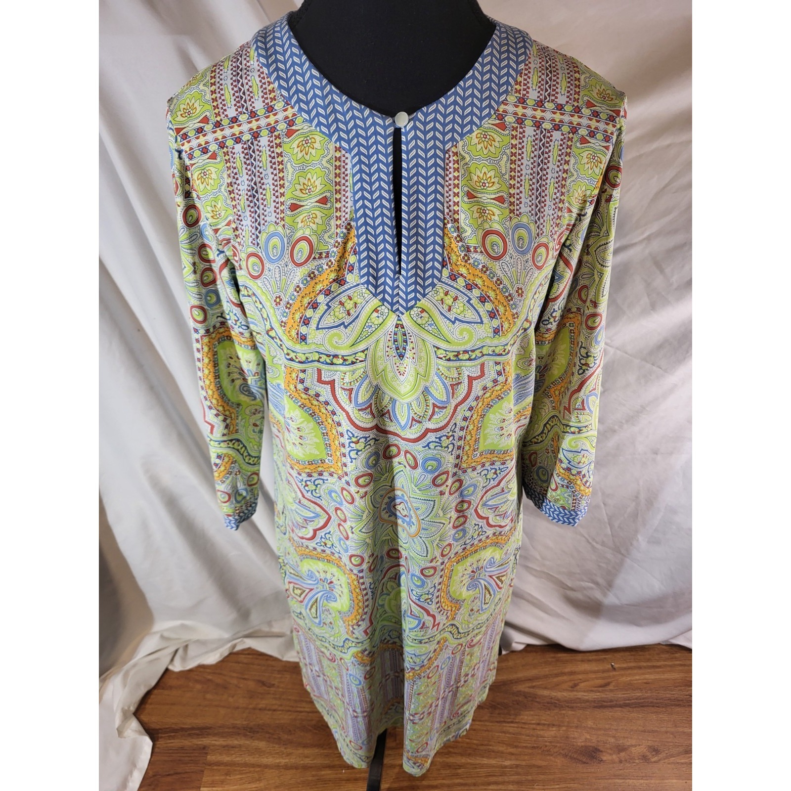 J.Mclaughlin Catalina Cloth Paisley Floral Sheath Dress Womens M Blue Yellow